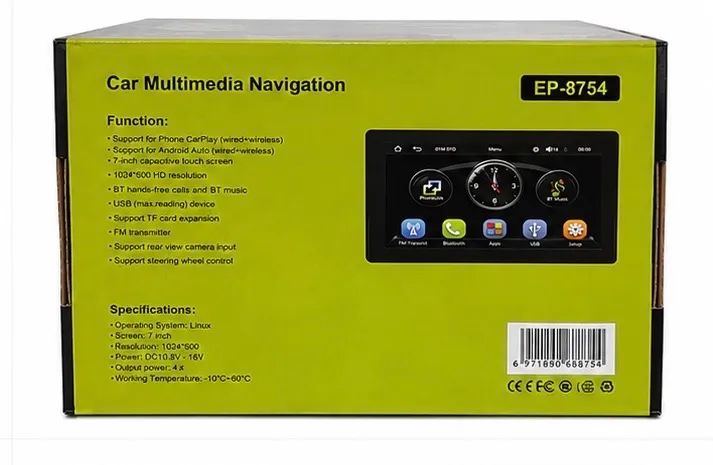Multimídia Ecopower EP-8754 7" Touch Screen Com CarPlay e Android Auto - Foto 3