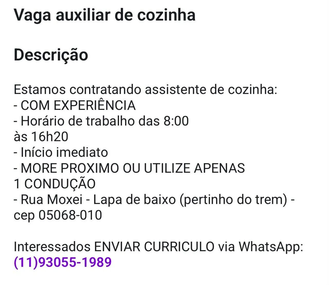 Vaga auxiliar de cozinha  - Foto 2