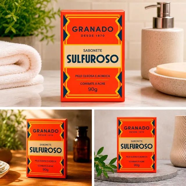 Kit C/ 3 Sabonetes Granado Sulfuroso 90g Enxofre 10% Oleosa - CM0003K3