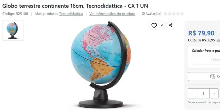 Globo terrestre de mesa 16cm