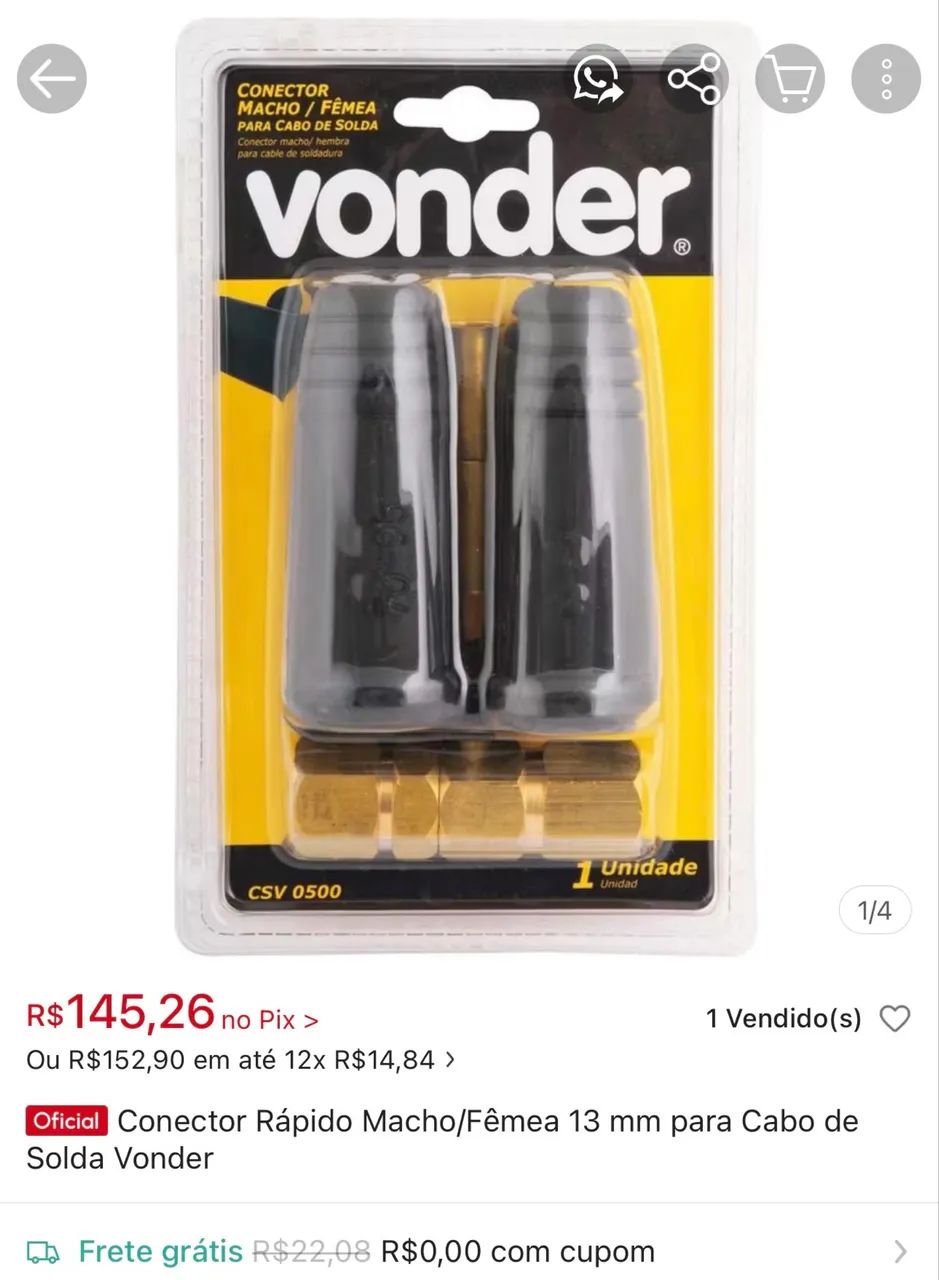 Conector macho/fêmea para cabo de solda - Foto 3