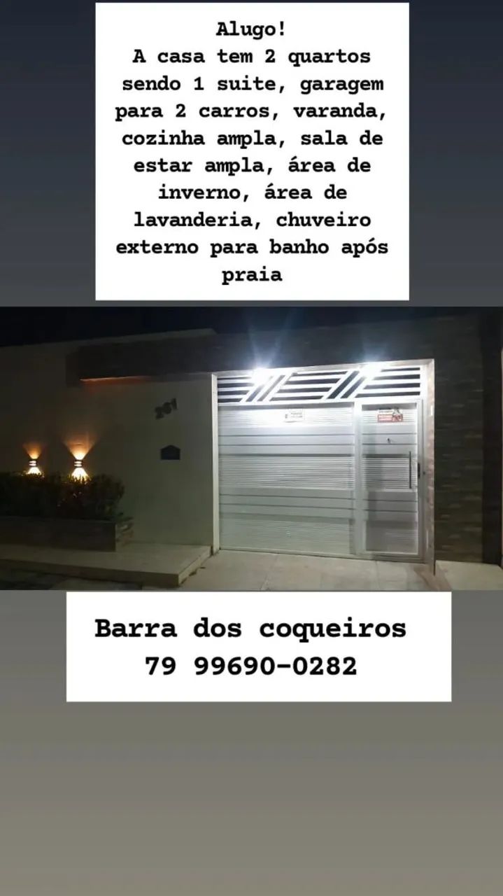 Alugo casa na Barra dos coqueiros