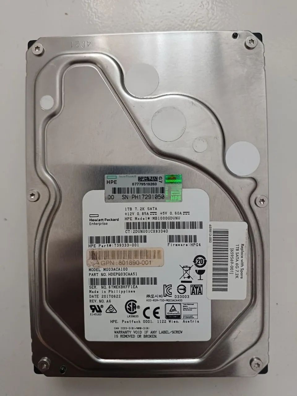 Hd 1tb HP 7.2K Sata 6gb dvr cftv servidores 