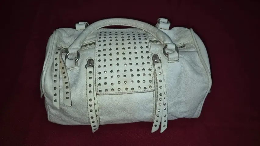 Bolsa branca de couro  - Foto 4