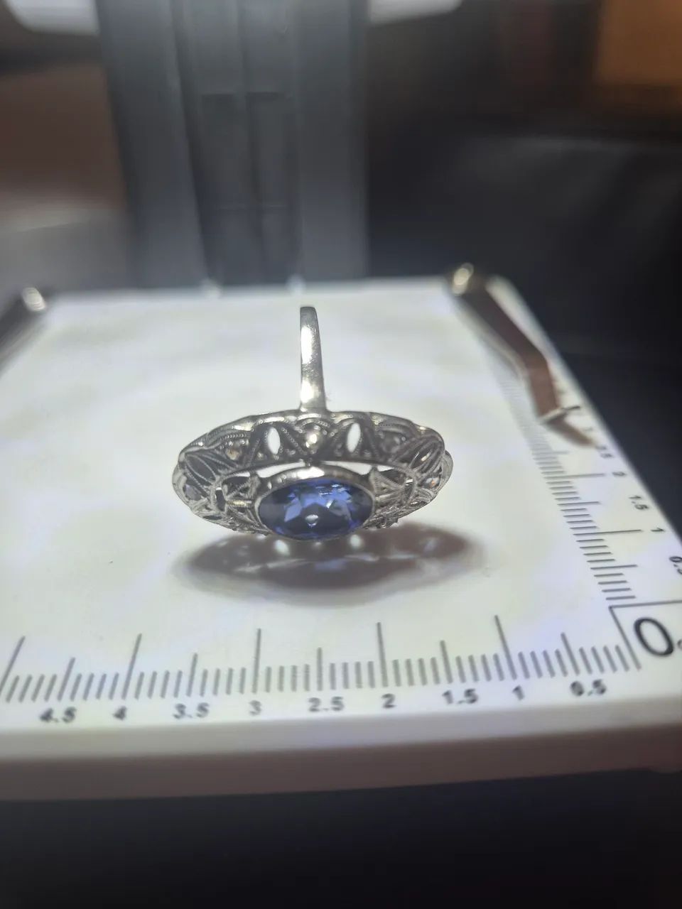 Anel Vintage Ouro Branco 18k Art Déco - Foto 3