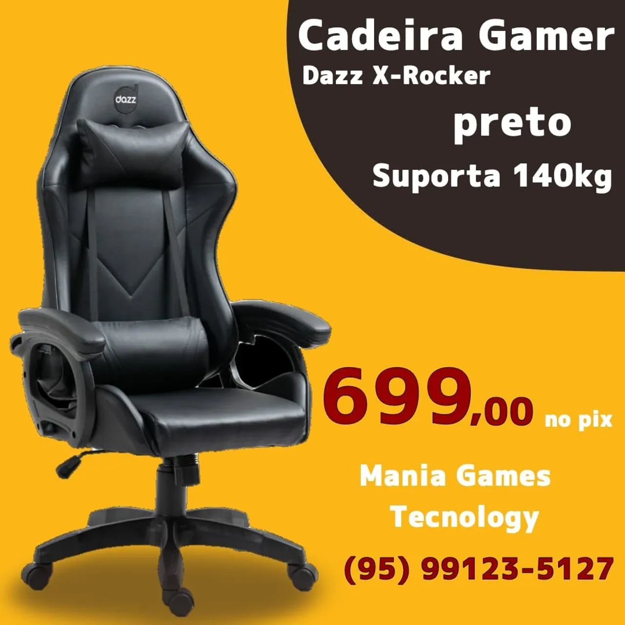 Cadeira gamer com almofadas 
