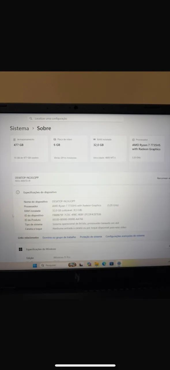 Notebook gamer acer nitro v15  32gb ram rtx4050 - Foto 2