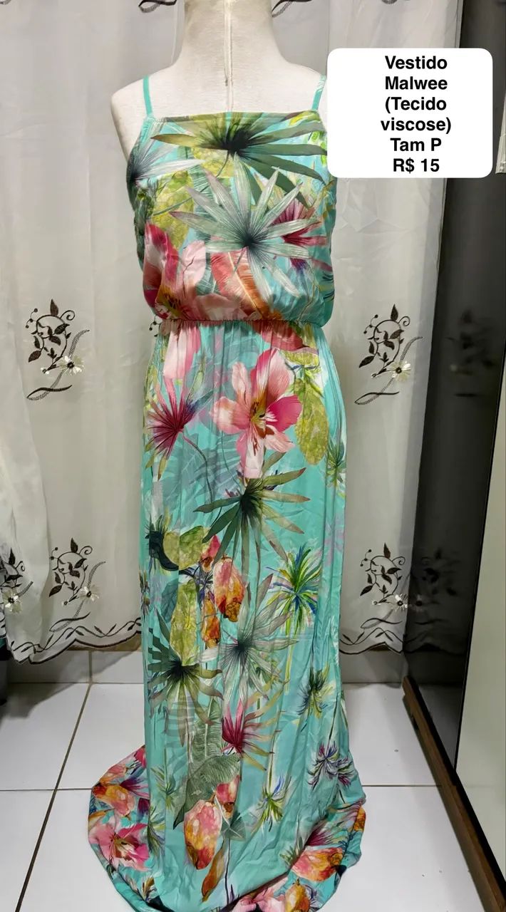 Vestido longo Malwee (em viscose) tam P