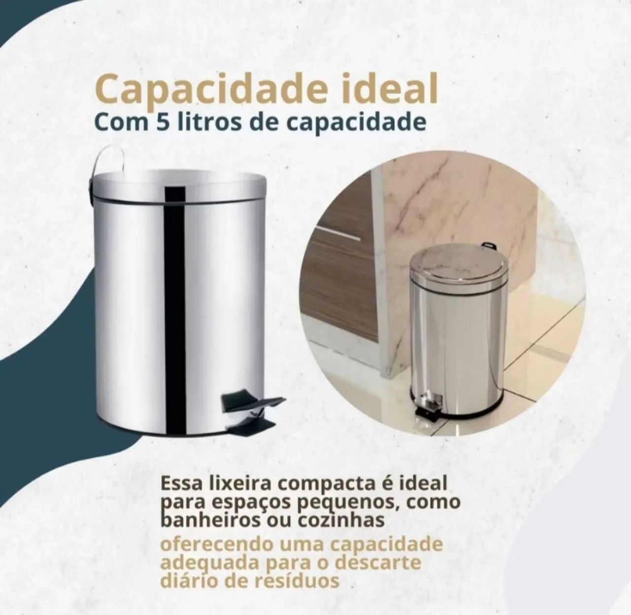 Lixeira de inox 5 litros  - Foto 3