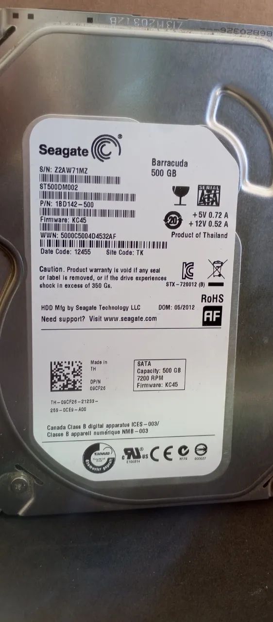 HD SEAGATE 500GB PARA COMPUTADOR E DVRS FUNCIONANDO PERFEITAMENTE 