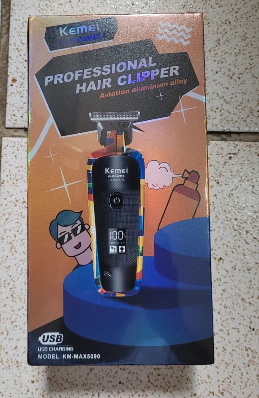 Máquina Profissional De Corta Cabelo Kemei KM-MAX5090 Lacrada (Bateria e USB-C) - Foto 5