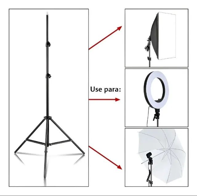 Tripé Universal Celular Câmera Webcam Ring Light 2,10m - Foto 3
