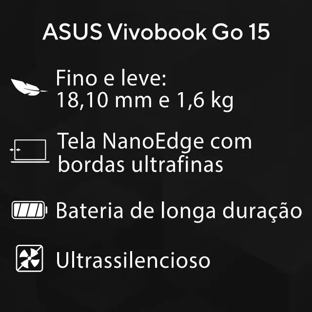 ?Notebook Asus VivoBook Go 15 NOVO Processador: Intel®? Core Celeron Dual Core N4500 Plac - Foto 3