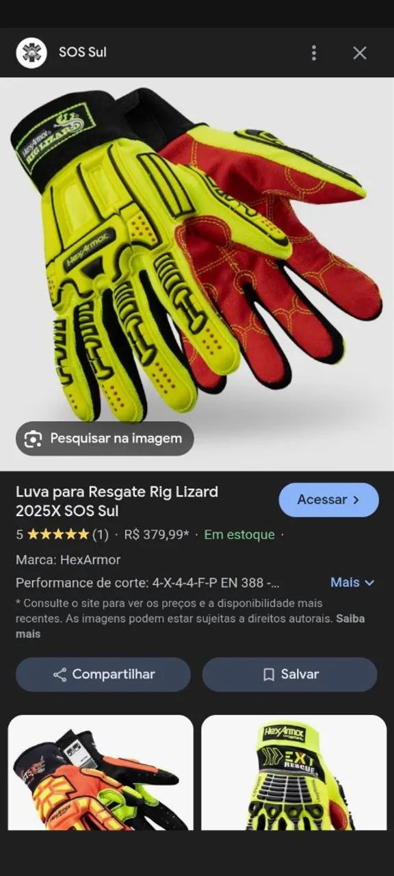 Luva de resgate e moto/ HexArmor - ?OPORTUNIDADE!? R$169,00 - Foto 4