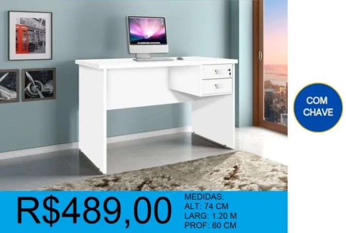 Escrivaninha reta 100% mdf - temos a pronta entrega  - Foto 2