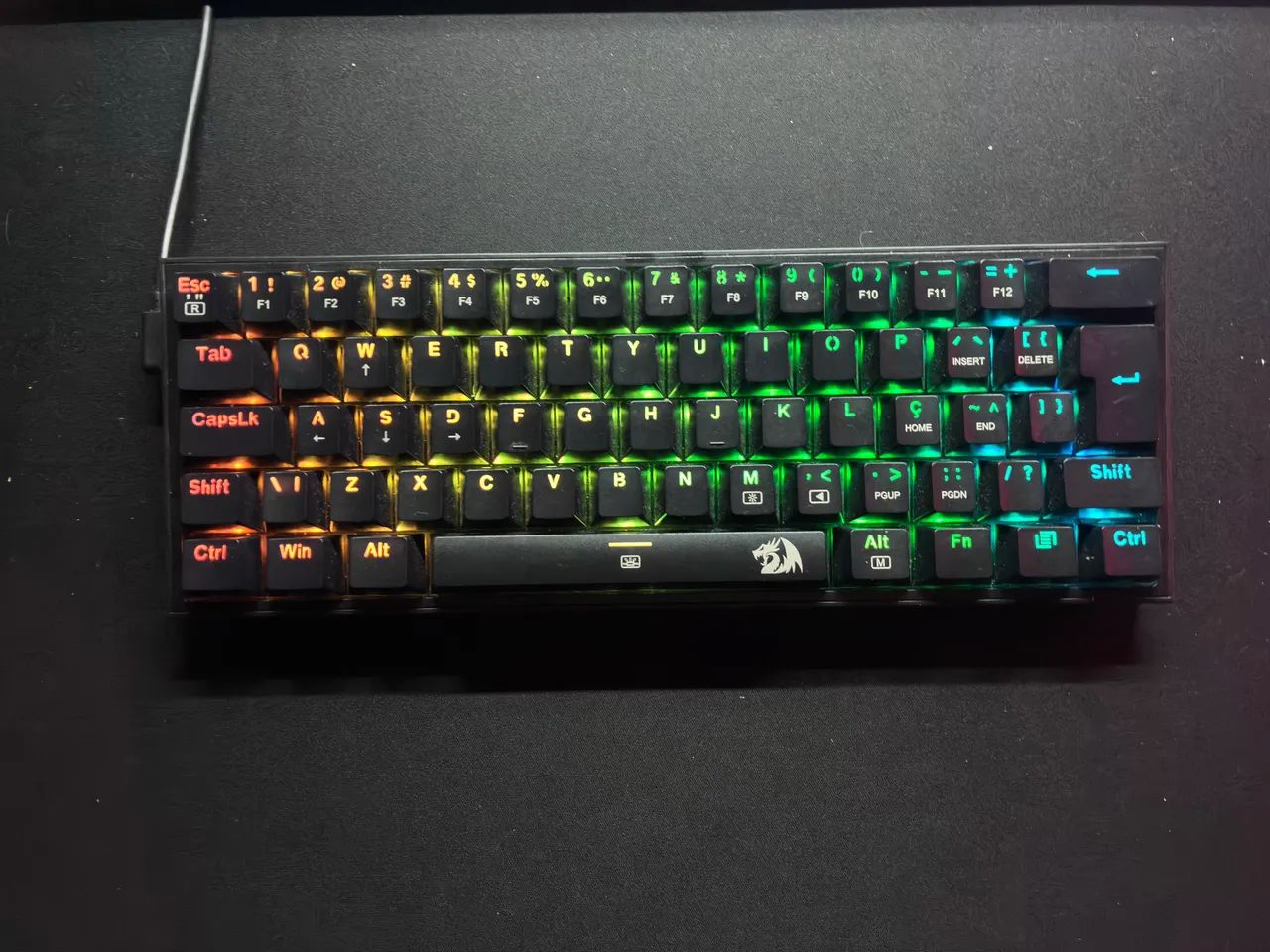 KIT MOUSE E TECLADO:Teclado mecânico redragon e mouse havit com caixa