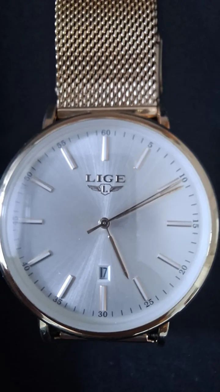 Relógio feminino LIGE dourado - Foto 4