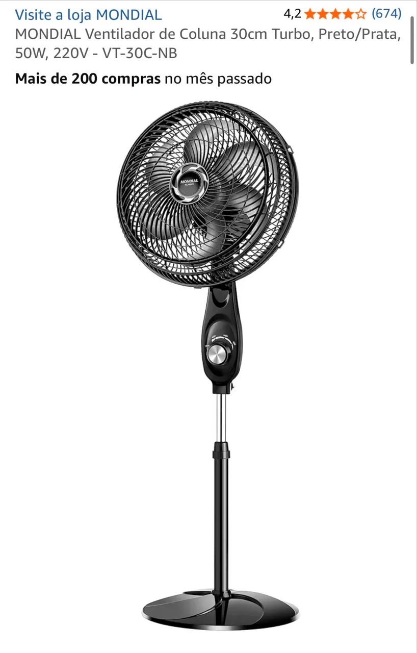 Ventilador de Coluna Mondial 30 cm - Novo e Original - Foto 2