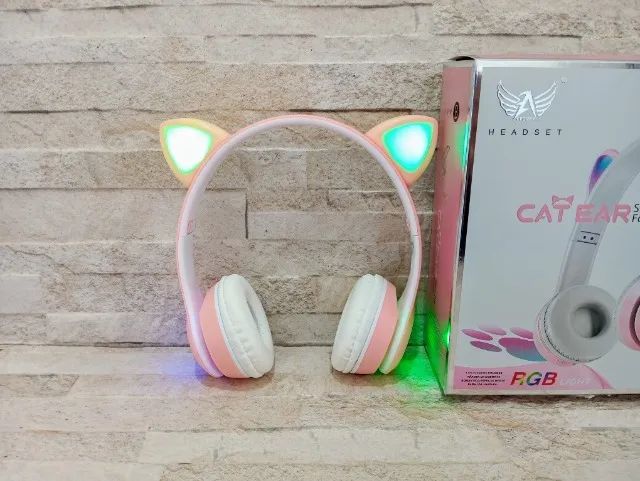 Fone Gatinho Bluetooth 5.0 Com Led Rgb - Foto 6