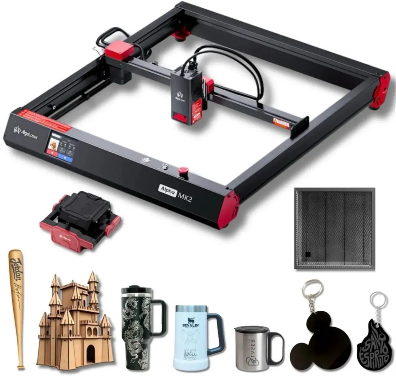 Gravadora Laser CNC Alpha MK2 20W, Corta MDF 20mm e Grava Metais, com Bomba de Ar