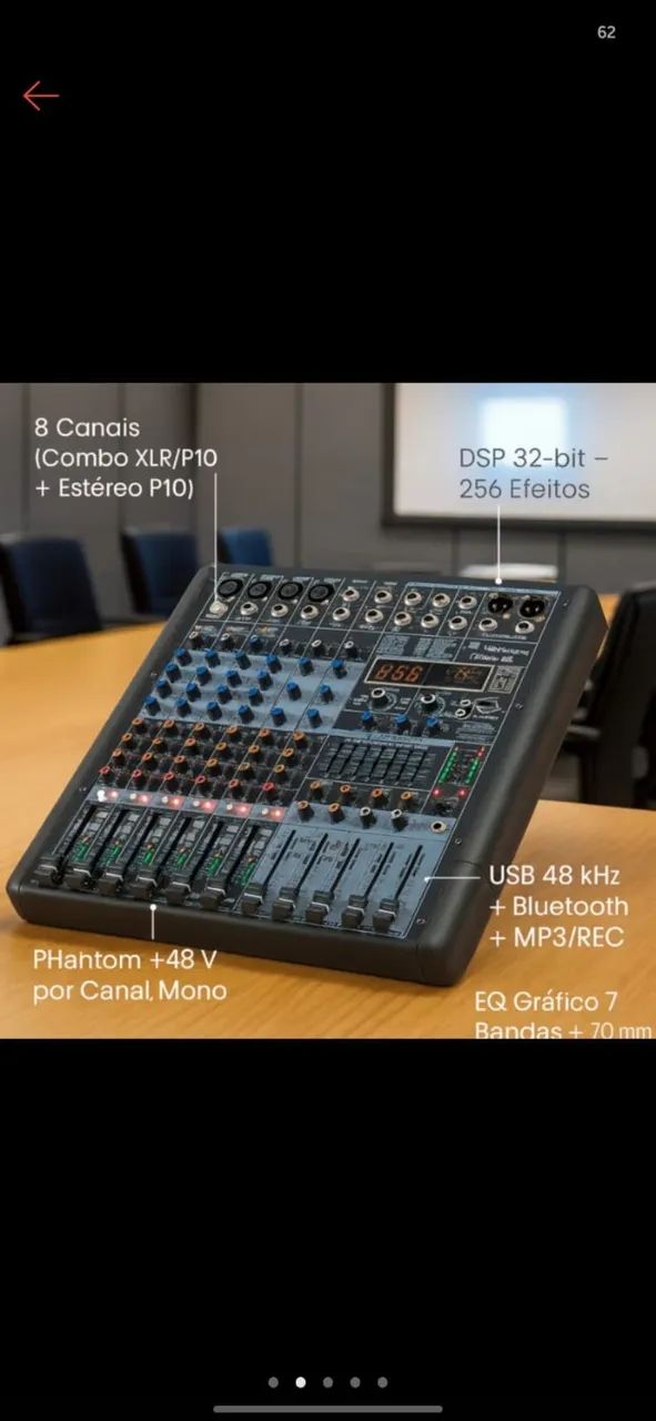 Mesa de Som Waldman QPX-8 USB/Bluetooth - Nova na Caixa - Foto 2