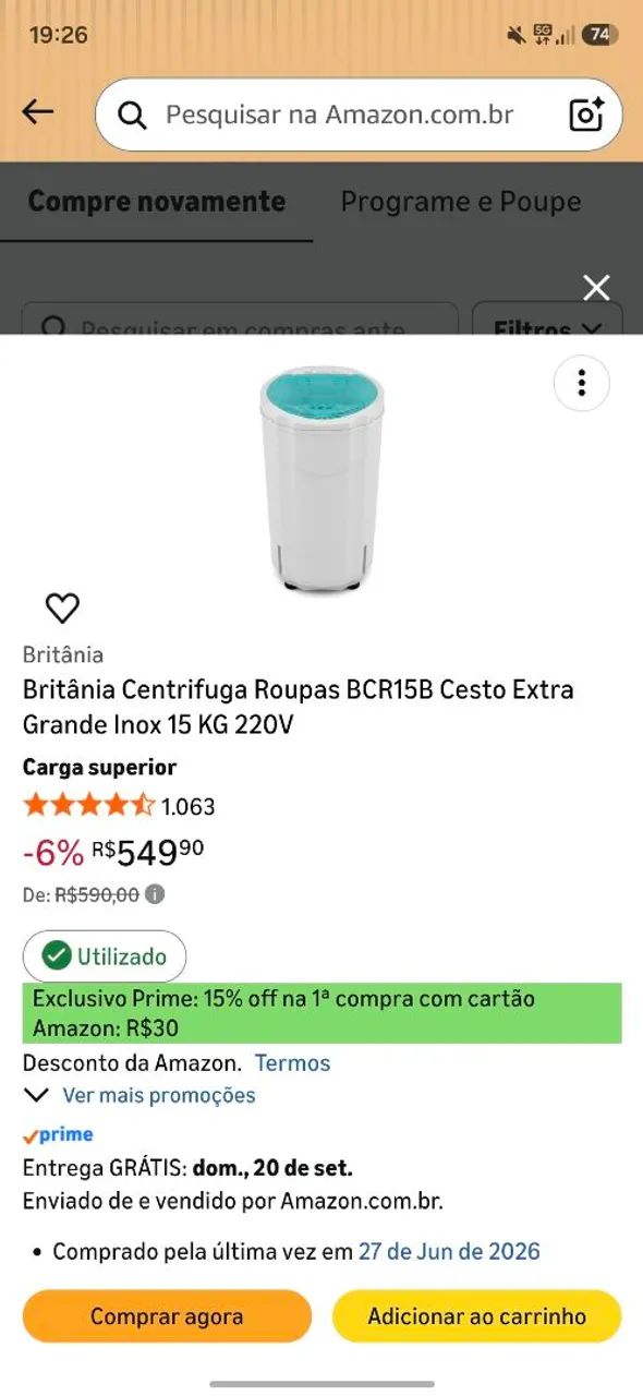 Centrífuga de roupas