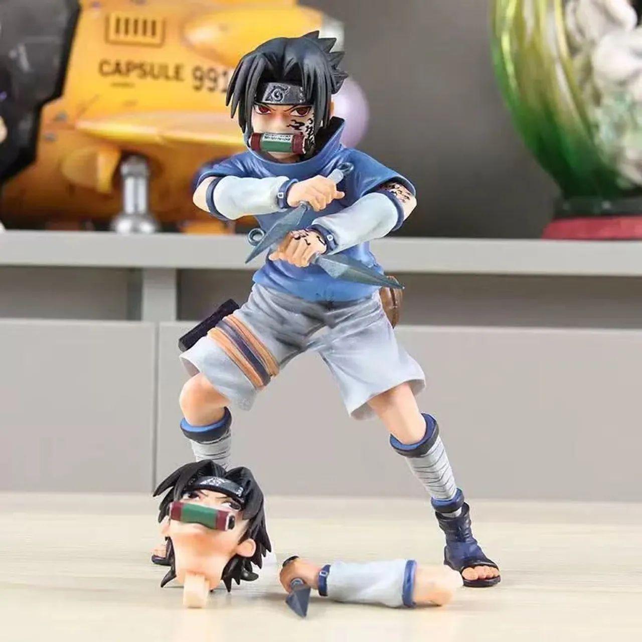 Boneco Sasuke Uchiha Akatsuki  Naruto Miniatura Action Figure 19cm