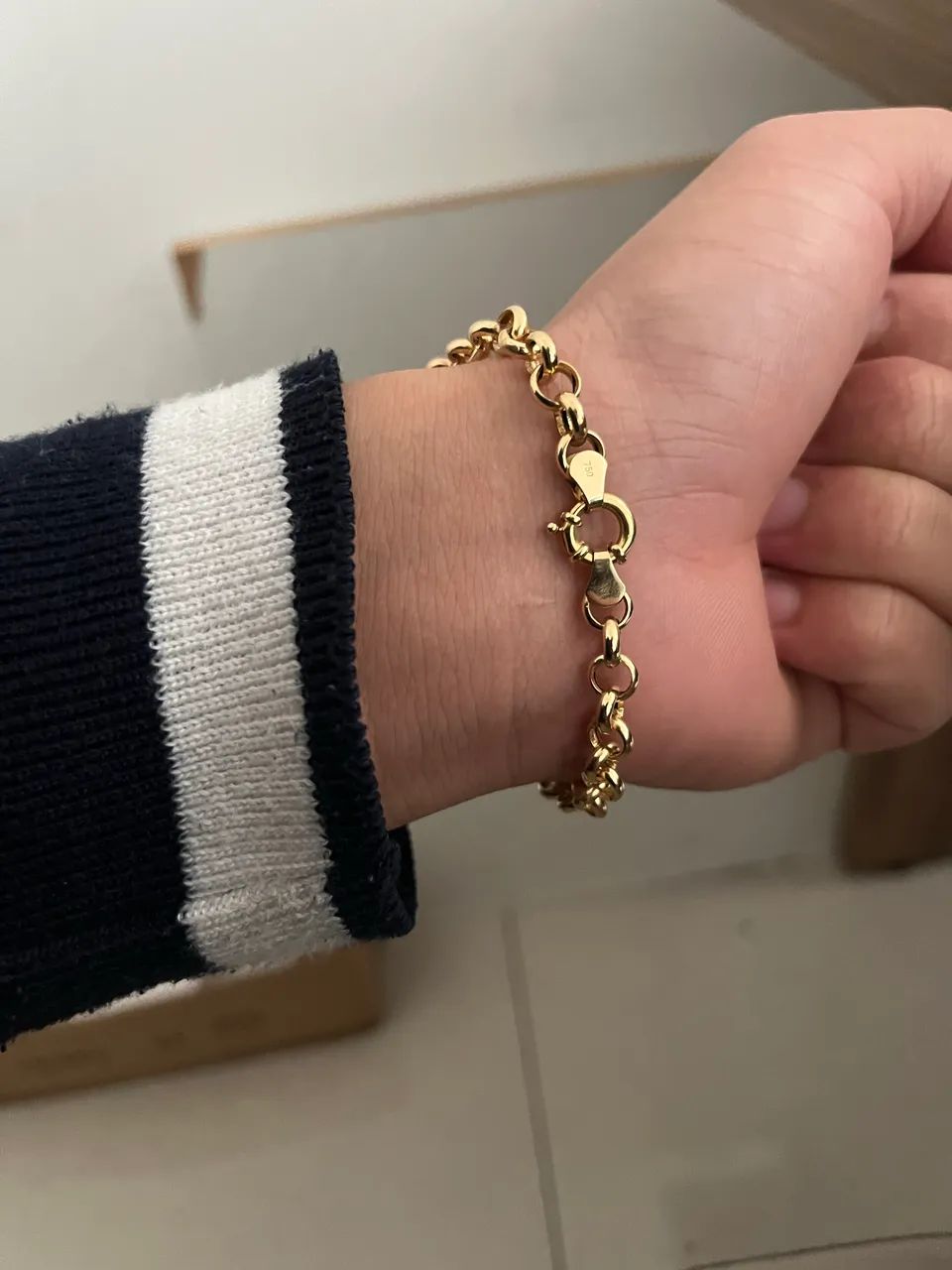 Pulseira portuguesa ouro 18k grossa - Foto 2