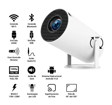 Projetor Mode Hy300 FHD/4k Android 11 Wi-fi Bluetooth