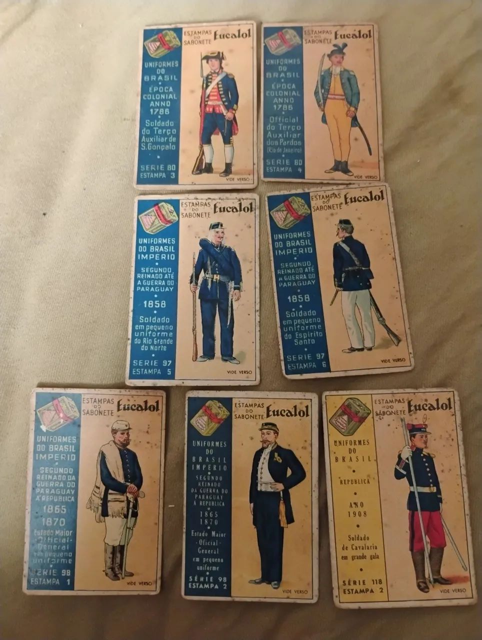 Estampas Eucalol série Uniformes do Brasil lote com 7 unidades diferentes 