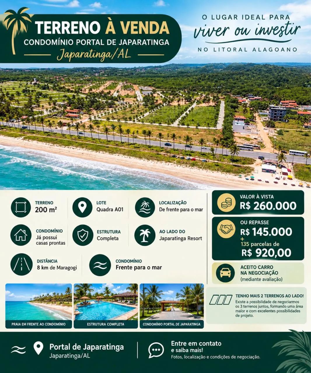 OPORTUNIDADE NO LITORAL DE ALAGOAS | PORTAL DE JAPARATINGA