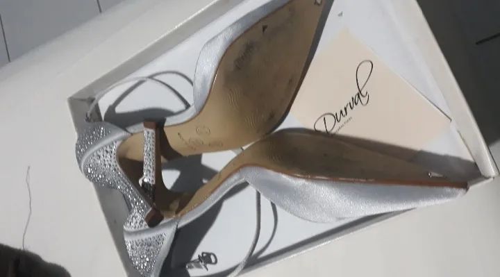 Scarpin prata de cetim 34 - Foto 3
