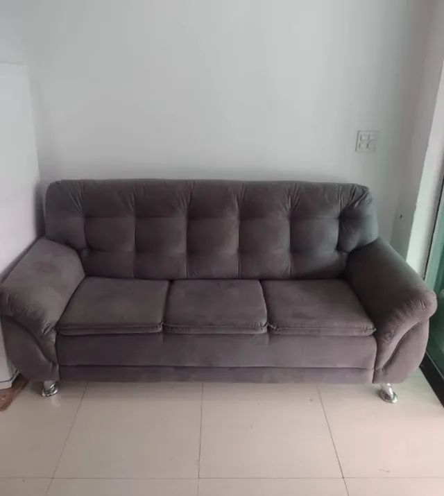 Sofá 3 lugares Linoforte Arezzo Suede Grafite