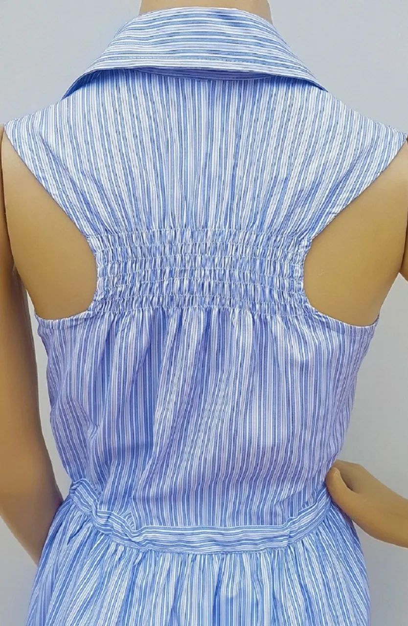 Vestido Listra Azul 100%Algodão - Foto 5