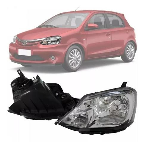 Farol Cromado Carcaca Preta Etios 2012 2013 a 2019 Esquerdo