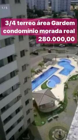 Condomínio morada real terreo 3/4 área Gardem 280 mil