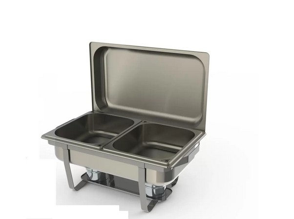 Rechaud Retangular Inox Álcool 2 cubas Progás