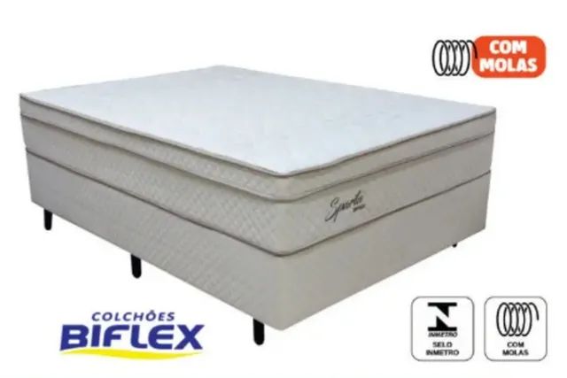 Cama Box Biflex Sparta Casal 138x188x30  - Novo - Promoção - Foto 2