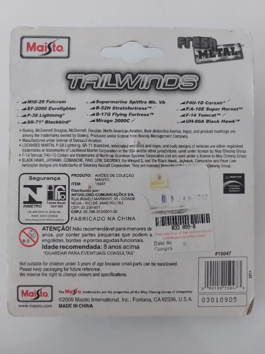 Avião miniatura de metal Maisto (11cm) - F4U-1D Corsair - Foto 3