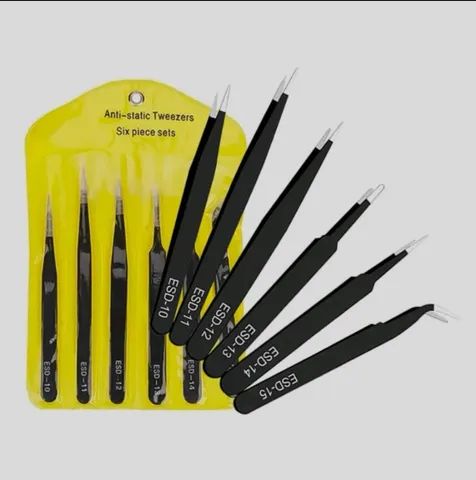 Kit 6 Pinças Antiestáticas De Precisão Para Manutenções