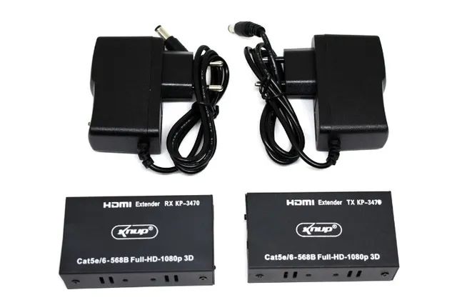Extensor Hdmi 1.4 60m 1080p Rj45 Cat 5e Cat6  Kp-3470 Knup - Foto 2