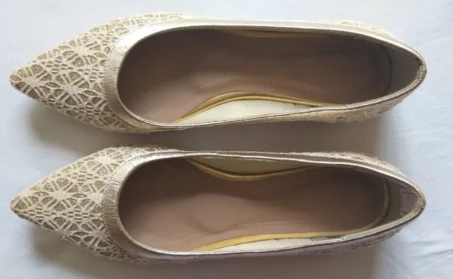 Sapatilhas feminina,  marca preciosa, rendadas e com brilho, nº 38, nunc - Foto 5