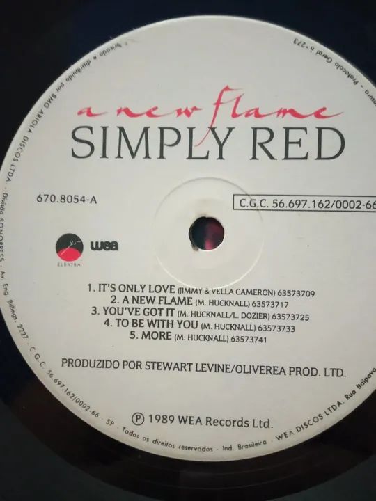LP SIMPLY RED ,A NEW FLAME.1989 - Foto 4