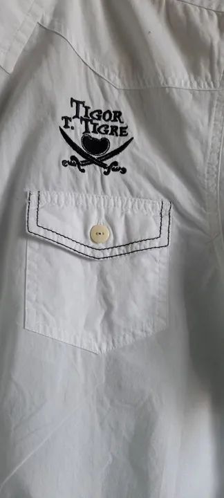 Camisa Algodão Tigor T Tigre Branco 12 Anos  - Foto 3