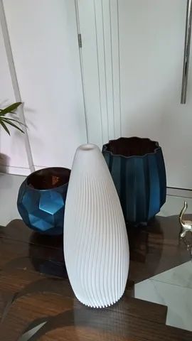 Vaso decor 3d estilo elegante moderno e sofisticado pla branco