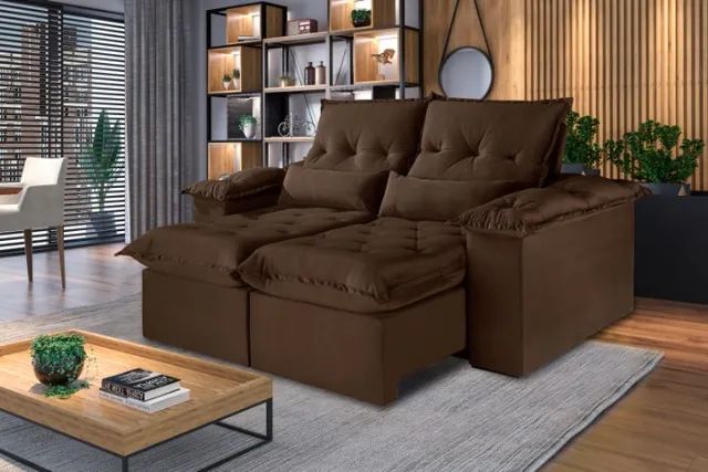 sala sofa top de linha retratil e reclinavel de 230 cm 4 lugares - Foto 4