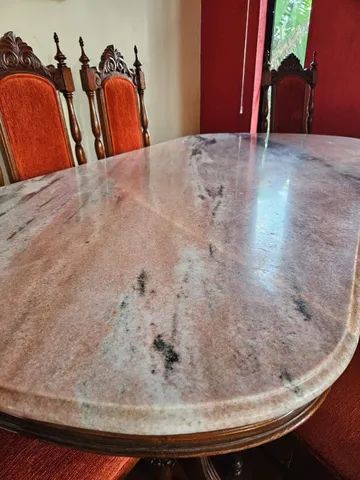 Mesa madeira jacarandá maciça com granito rosa - Foto 4