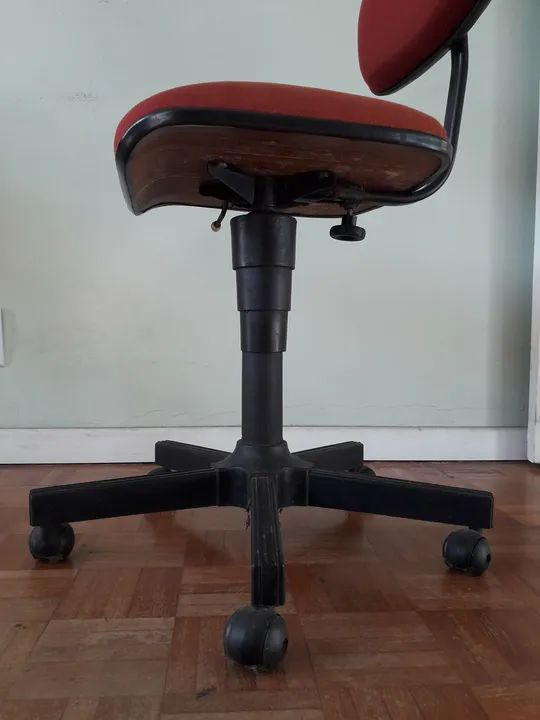 Cadeira Giratória de Escritório Secretária com Rodinhas Vermelho Vinho - Foto 6