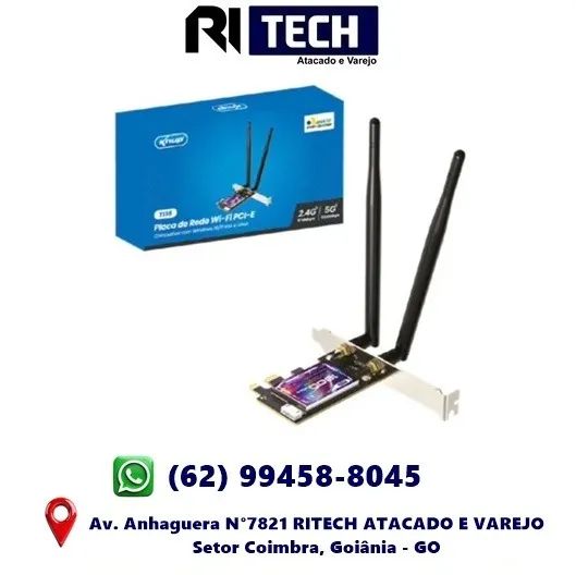 Placa de Rede Wifi + Bluetooth 5.2 PCI-E 1200MBPS PC KNUP T136 X