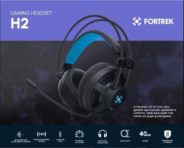 Headset Gamer Fortrek H2 P2 + USB Preto